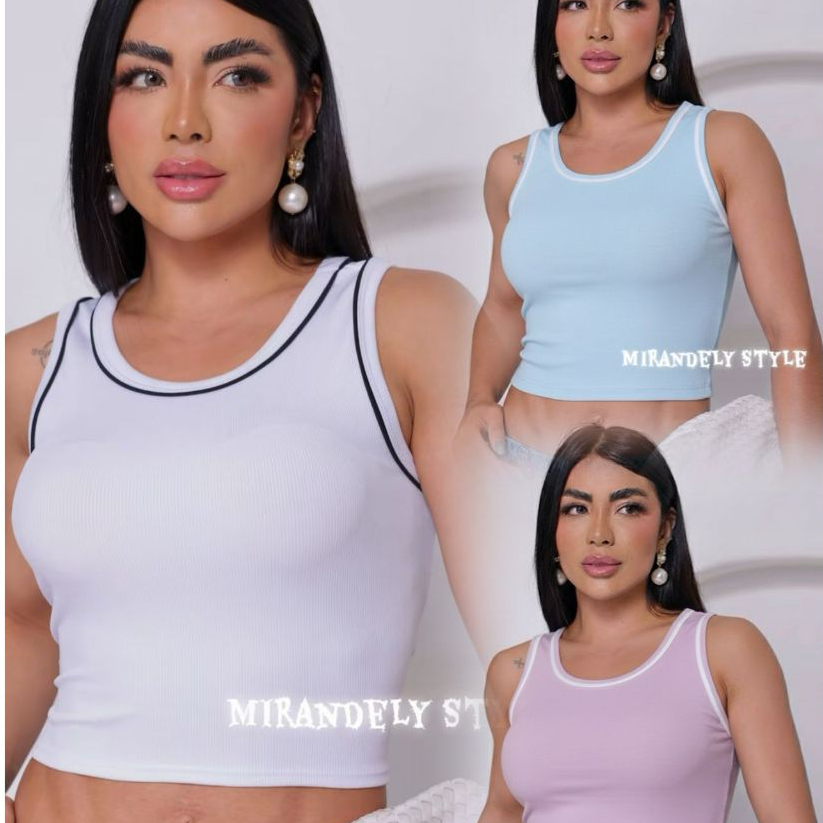 Kit 3 Croppeds Femininos Bicolor em Ribana Canelada 💖 Tecido Premium | Confortáveis, Modernos e Estilosos – Mirandely St