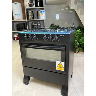 Fogão De Piso com Forno Automático Braslar 5 Bocas New Sirius Plus Preto Mesa Inox em Oferta na Shopee