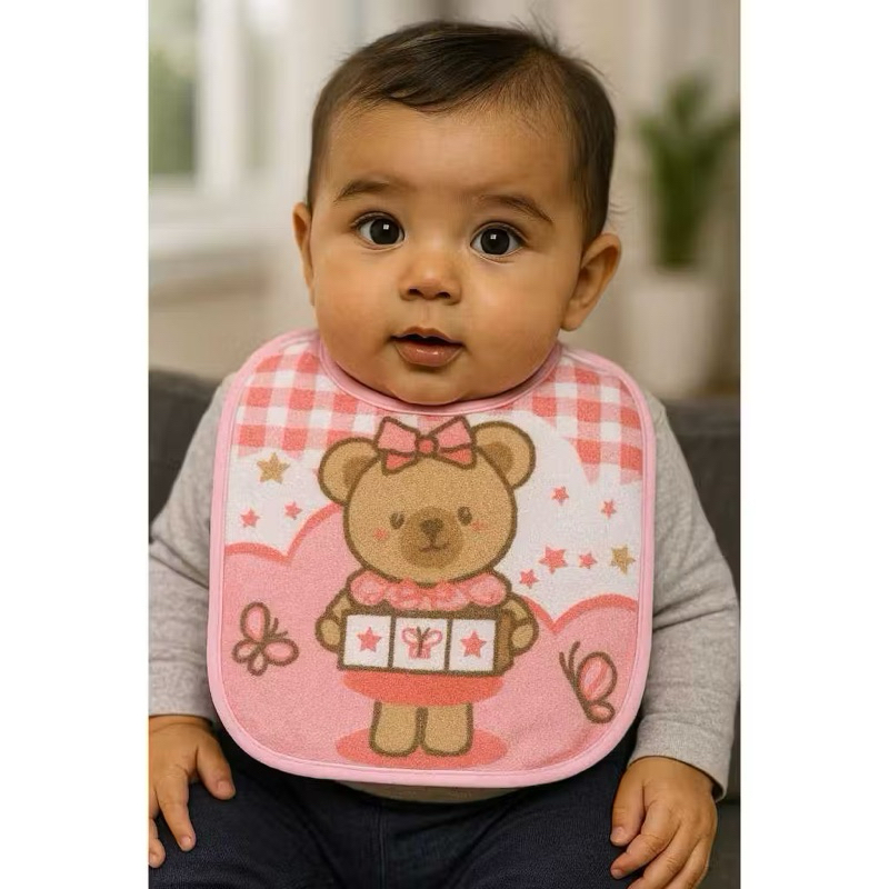 Kit Babador Bebê Felpudo com Forro Plastificado 3 Unidades Bublim Sortido