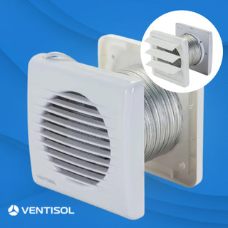 Kit Exaustor de Ar Banheiro 100mm Bivolt Grade Anti-insetos + Duto + Veneziana Ventisol Mau Cheiro Lavabo