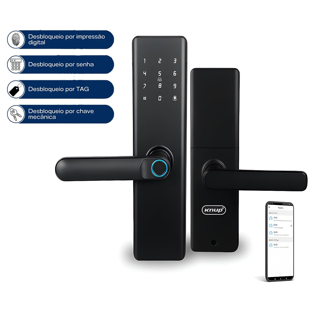 Fechadura Eletronica Digital Com Biometria Senha Tuya Wi-fi - Preto Baz