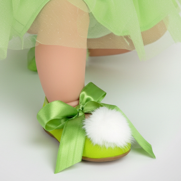 Sapatilha Infantil Tinker Sininho Verde Laço Pompom Festa Temática
