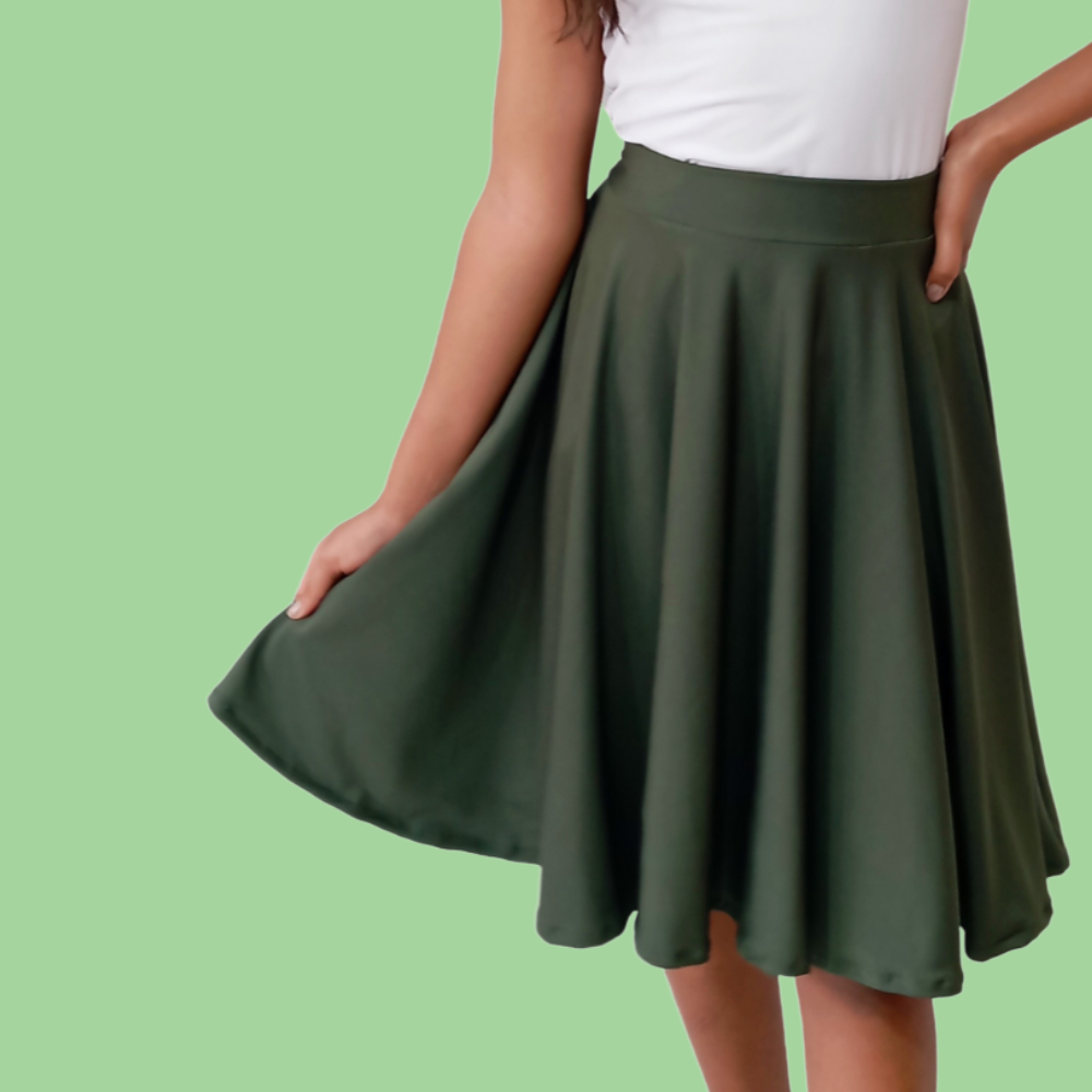 Saia Godê Infantil Verde Militar Moda Evangélica Feminina