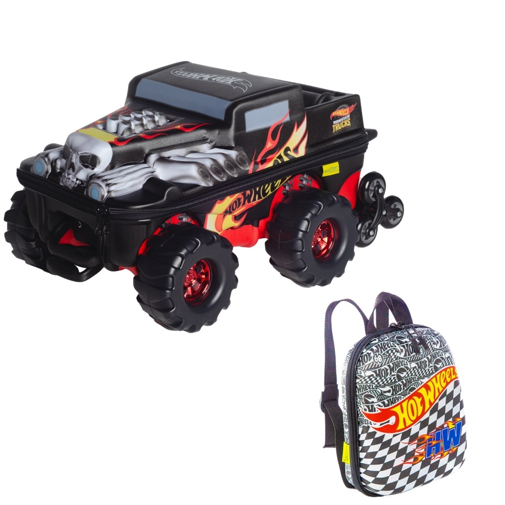 Kit Mochila E Lancheira Escolar Bone Hotwheels Monster Truck
