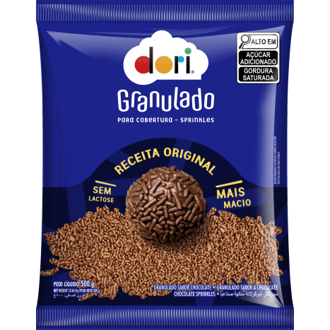 Granulado de Chocolate Dori  Brigadeiro e Bolos – Confeitaria e Decoração de Doces 500g