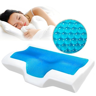 Travesseiro Cervical Ice Gel Ortopédico Espuma Viscoelástica Ergonômica Refrescante Com Capa em Oferta na Shopee