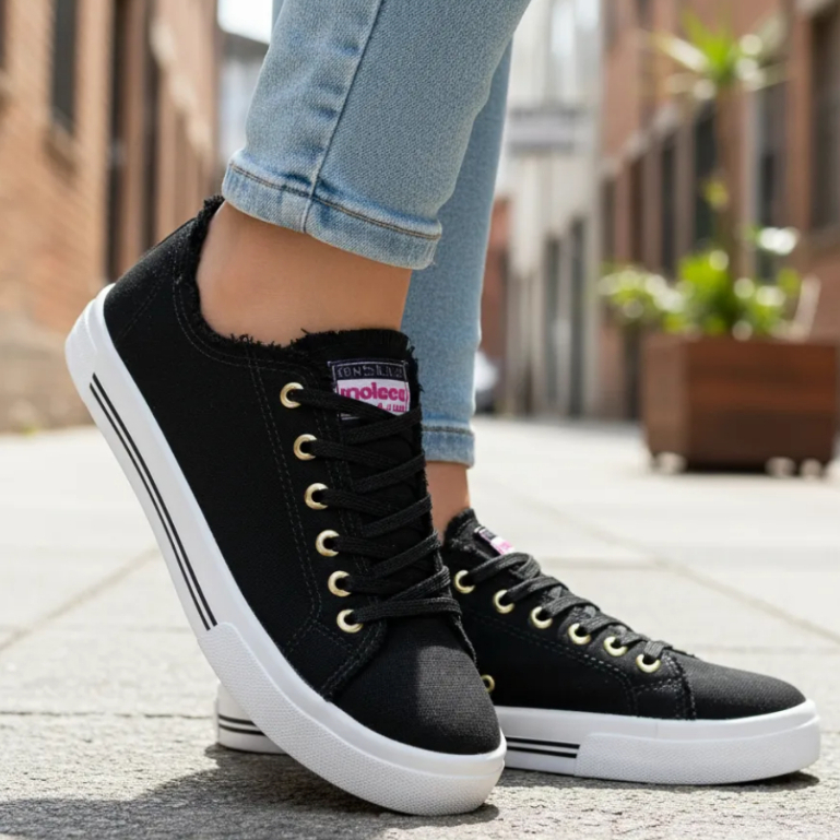 Tênis Moleca Feminino Casual Lona Sider Moda Desfiado Anatômico Trabalho Confortável Original