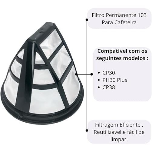 Filtro Permanente Para Cafeteira Britânia CP30 CP30 Inox (Filtro Preto)