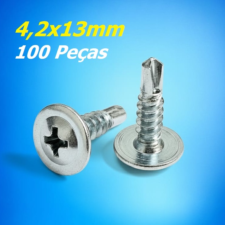 100 Parafuso Drywall Autobrocante Flangeado 4,2x13mm Phillips
