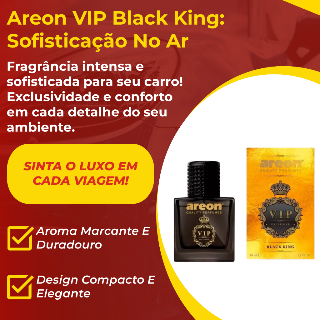 AREON PERFUME VIDRO 50ML - VIP BLACK KING (PEQUENO) REF: 6622