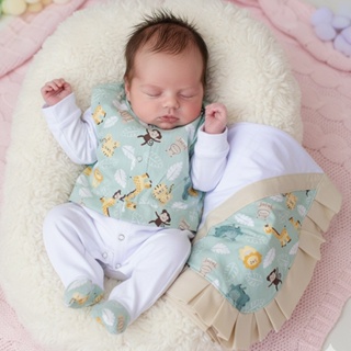 Saída de Maternidade Menino Mimo Aconchego Safari 04 Peças em Oferta na Shopee