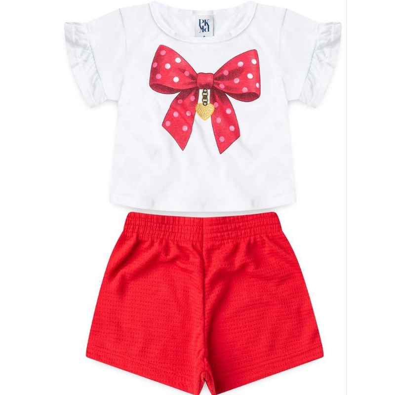 Conjunto Infantil Feminino – Blusa Estampada + Short | Tamanhos 1 ao 12