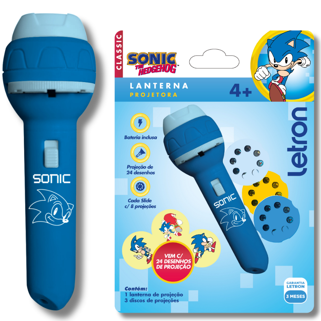 Kit Brinquedo Lanterna Sonic 24 Imagens Projetor Infantil em Oferta na Shopee