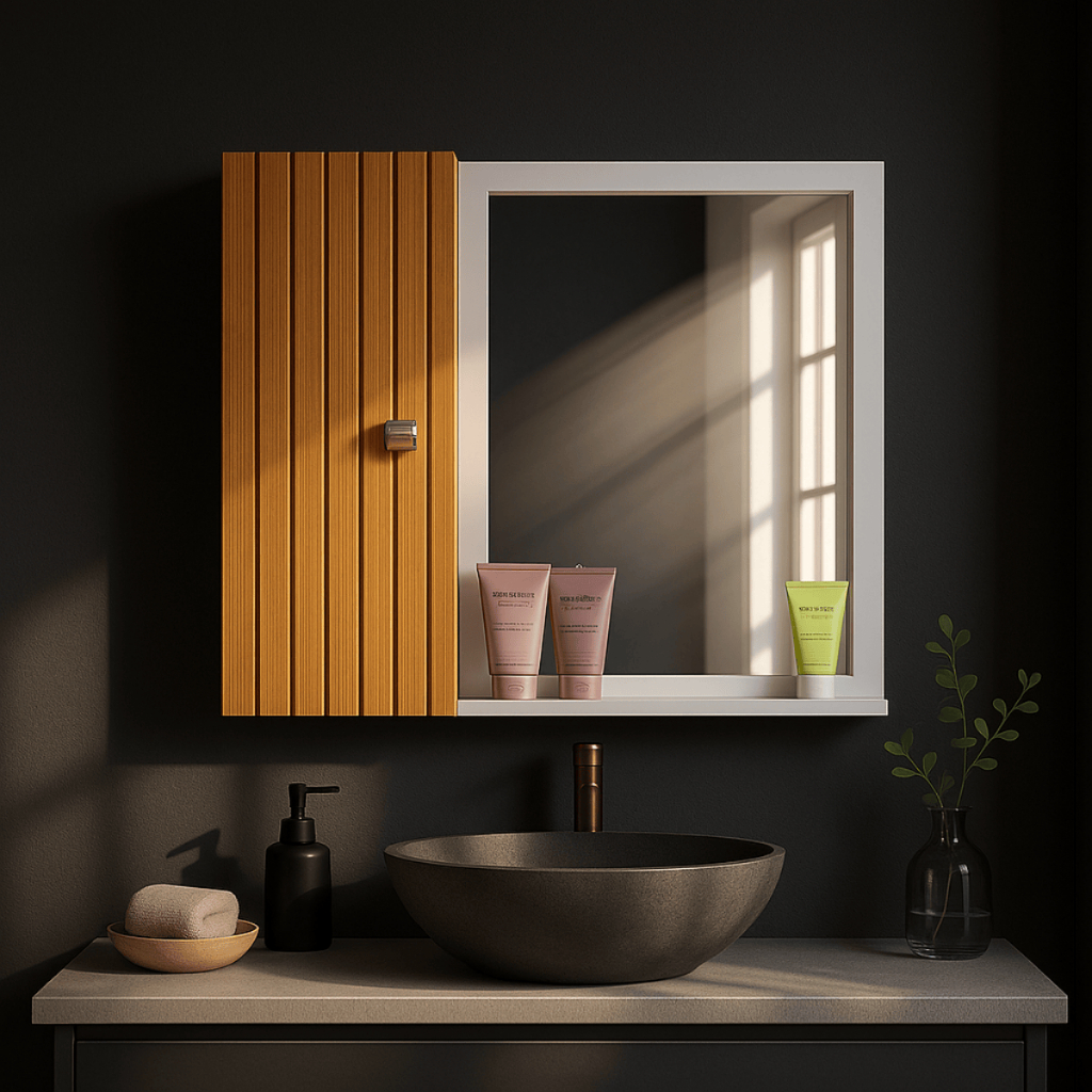 Espelheira de Banheiro Gênova com Armário e Nicho – Montagem Flex (Esquerda ou Direita)