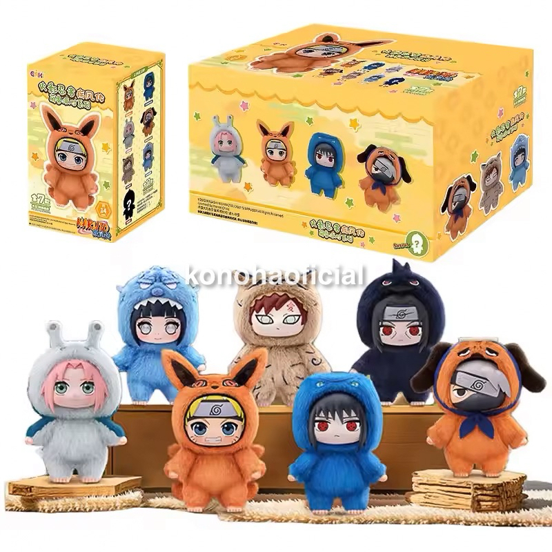 Kit 7 Bonecos de Pelúcia Naruto Shippuden Anime Caixa Misteriosa Bonecos Itachi Sasuke Kakashi Gaara Anime Figure Kawaii