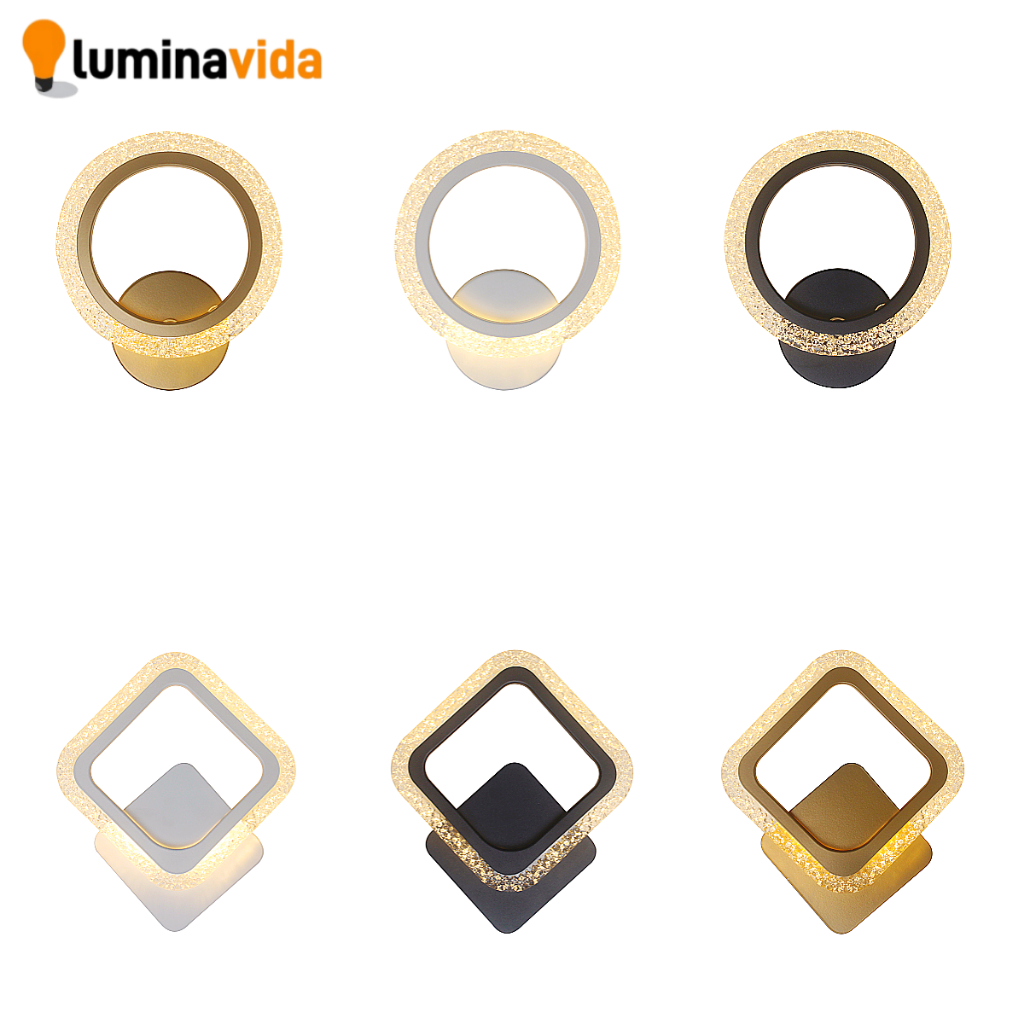 Arandela Interno Luminária De Parede LED 3 Cores Moderno Minimalista Quadrado Redondo Para Quarto