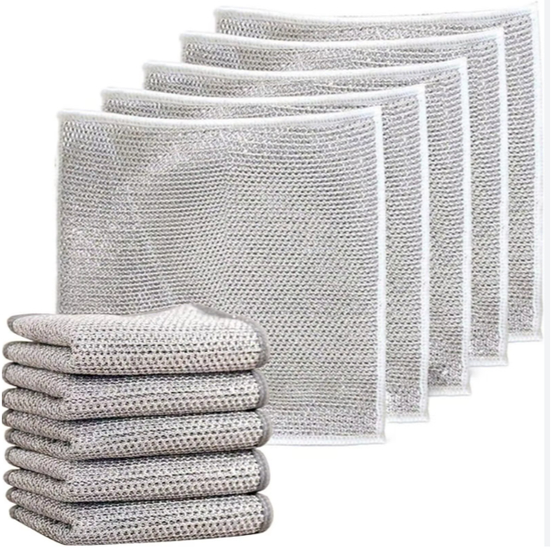 Kit 5 Panos De Limpeza Multiuso Fio Metálico - Malha Não Oleosa - Não Risca - Eficiência & Durabilidade na Limpeza. em Oferta na Shopee