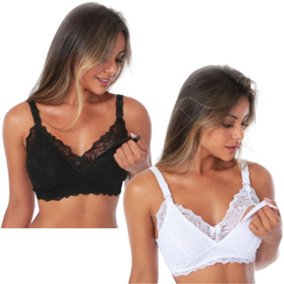 Kit 2 Sutiã Amamentação Feminino Renda Pós Parto Maternidade Abertura Frontal Gestante Moda Grávida em Oferta na Shopee
