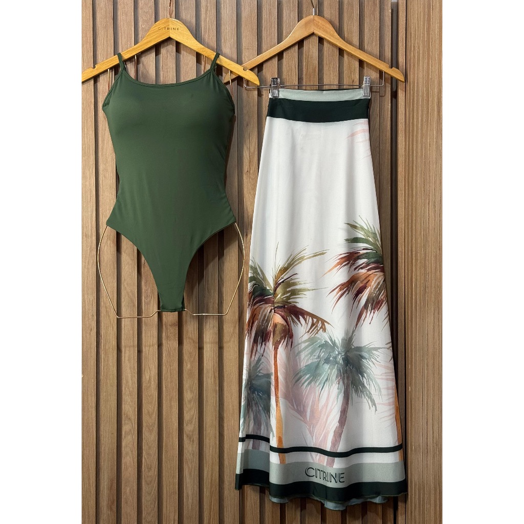 Kit Conjunto Verão moda praia Body Maio e Saida de Banho Premium