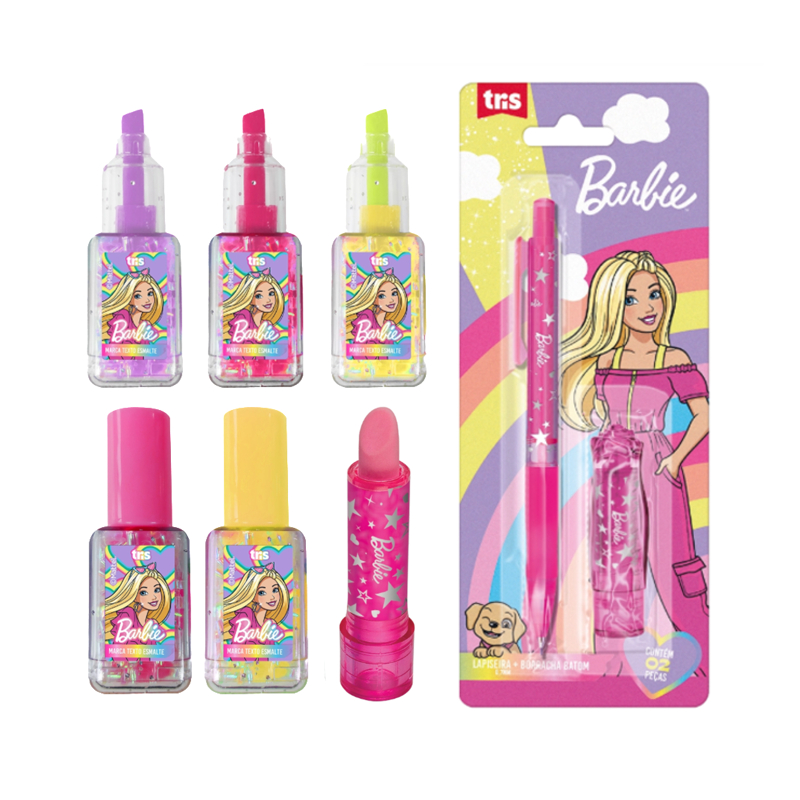 Marca Texto Lapiseira Borracha Batom Barbie ou Mina Grafite HB Leo&Leo (0.5mm & 0.7mm)