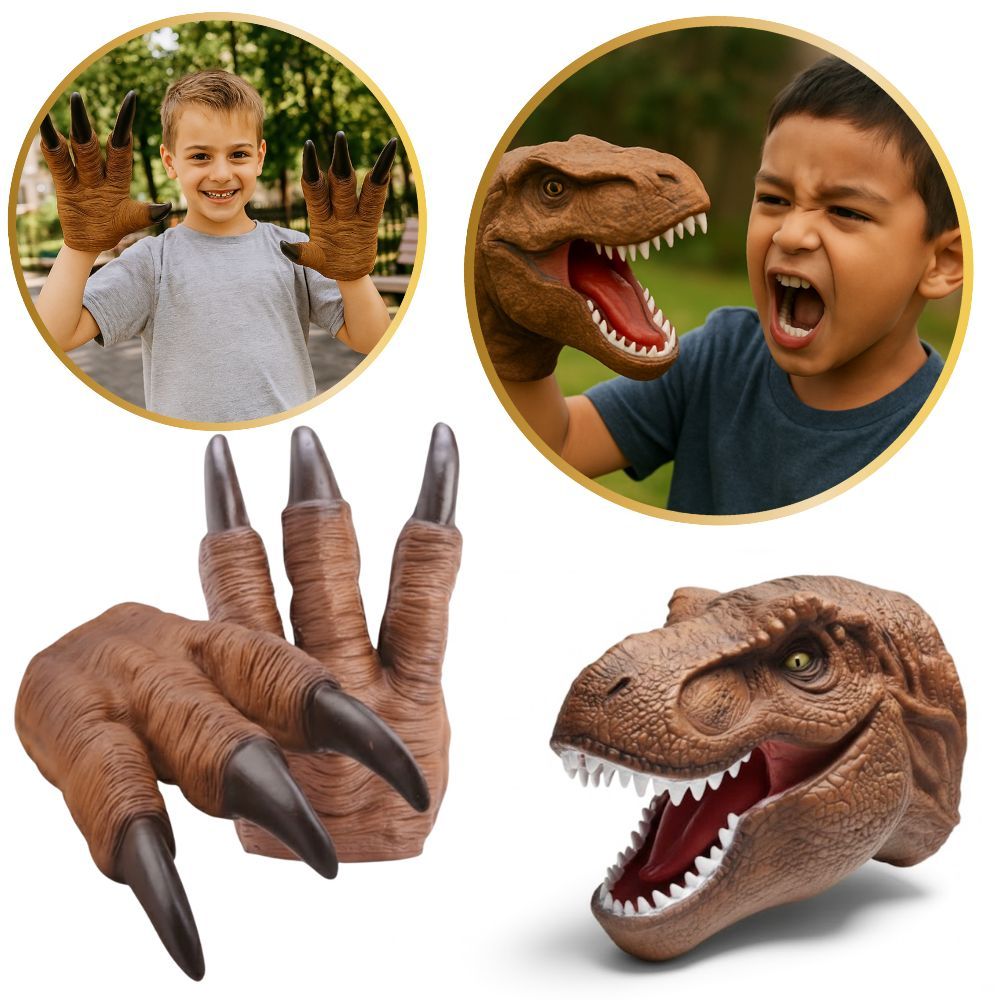 Fantoche de Mão Dinossauro Rex Infantil – Brinquedo Fantasia Criativo Educativo Cabeça/Garra