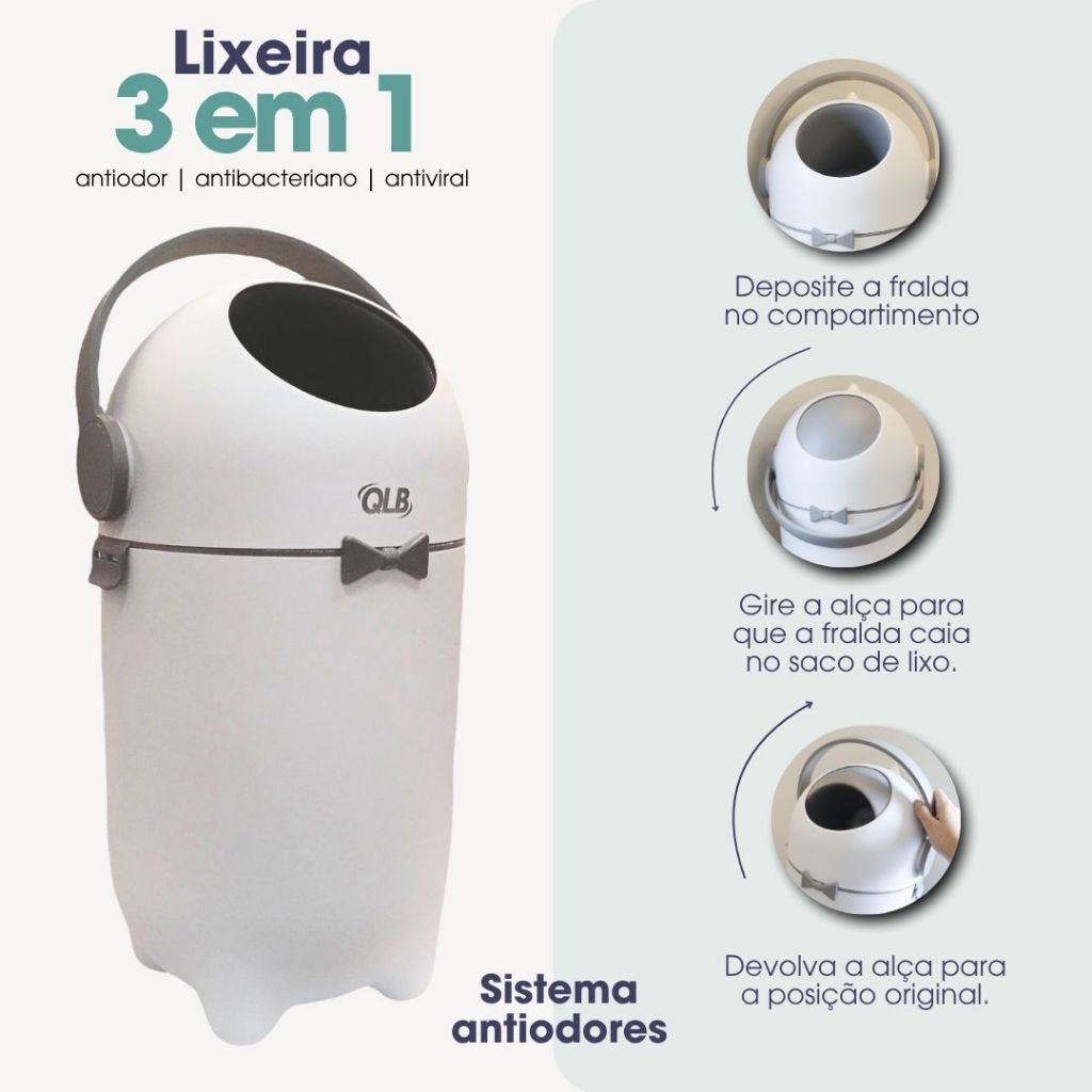 Lixeira Antiodor para Quarto do Bebê, Fraldas, Banheiro e Pets – Tampa Seladora em Oferta na Shopee