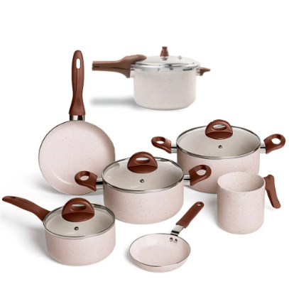 kit Brinox Jogo de Panela c/6 + Panela de Pressao 4,2lt na cor Vanilla