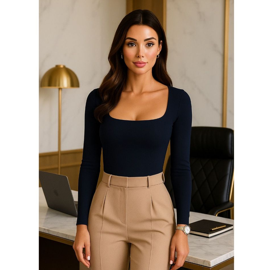 Body Collant Feminino Manga Longa Com Decote Tendência Moda Blogueira Outono Inverno Bory Bori em Oferta na Shopee