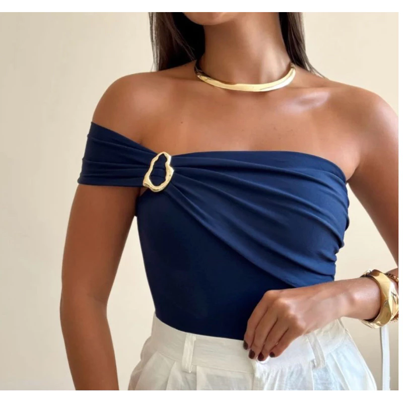 Body Feminino Fivela Orgânica Tendência 2026 Casual Elegante Moda Gringa Blogueira — imagem 1