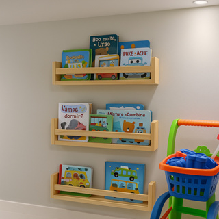 Kit 3 Prateleiras 50cmx10cm Decoração Madeira Pinus Livro Revista Infantil Envio Montado em Oferta na Shopee