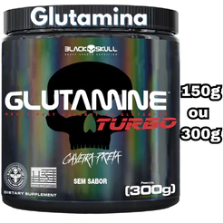Glutamina Turbo 300g Black Skull - Suplemento em pó L-Glutamine Caveira Preta