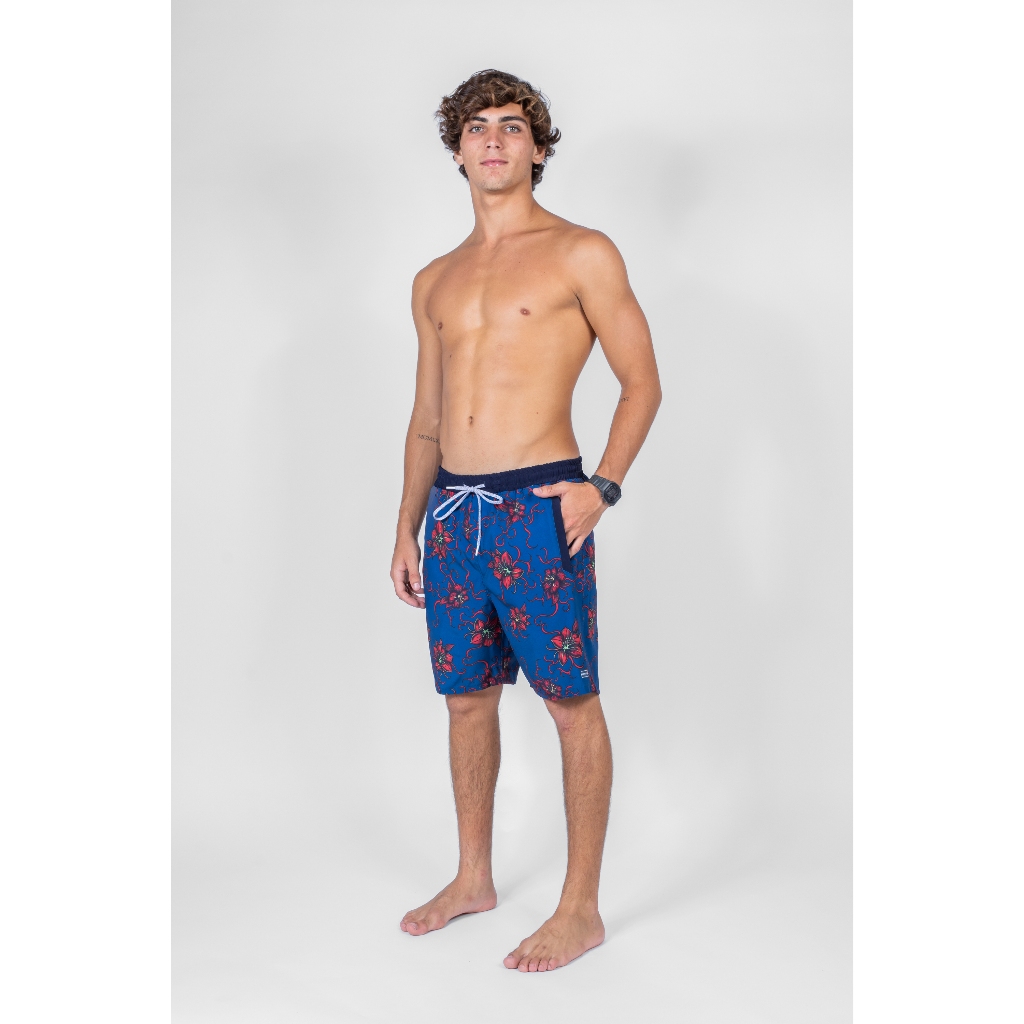 Shorts de Praia Masculino Floral Azul - Secagem Rapida em Oferta na Shopee