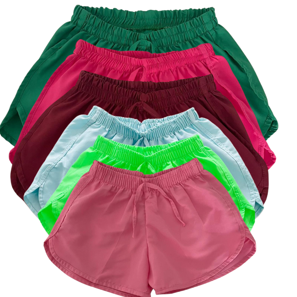 Kit 3 Short Tactel Shorts Feminino verão praia academia fitness shortinho cores sortidas