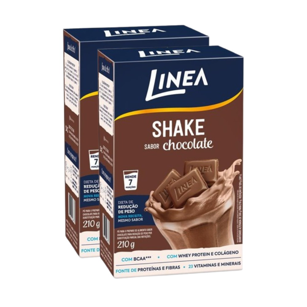 Kit 2 Shakes Premium em pó Linea Sabor Chocolate 210g