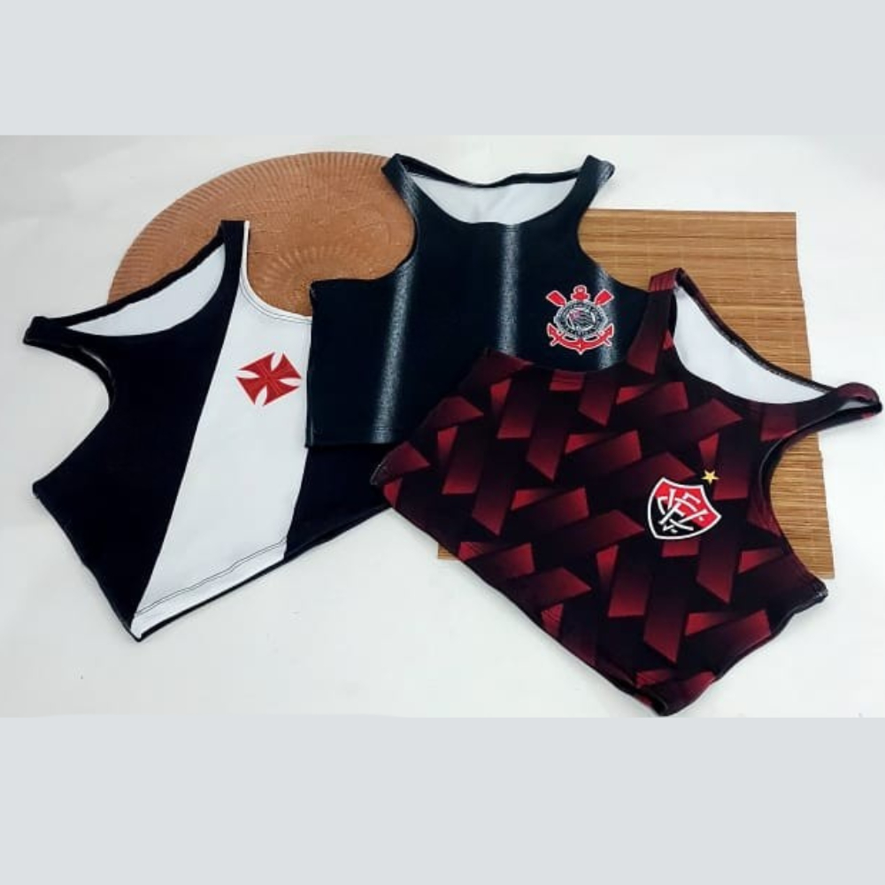 Blusinha Curta Costas Nadador Cropped Sem Bojo Sem Forro Personalizado Time REBEÇA