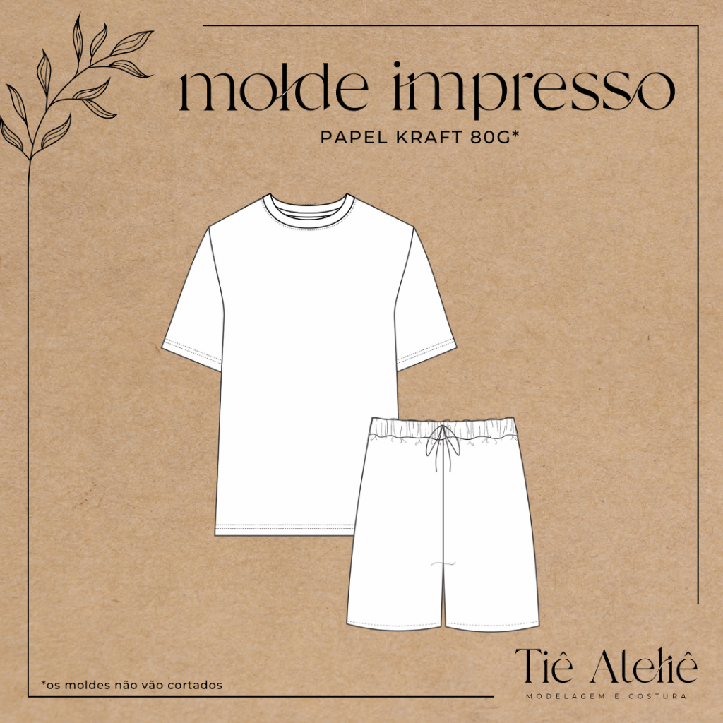 MOLDE EM PAPEL KRAFT PIJAMA CURTO MASCULINO PARA COSTURA MODELAGEM EM PAPEL KRAFT em Oferta na Shopee