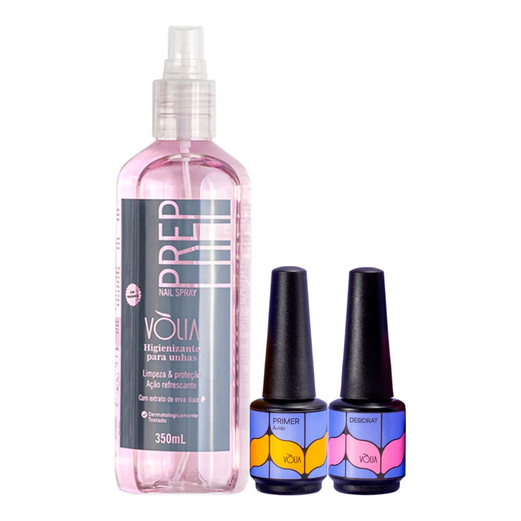 Vòlia Kit Preparação Prep 350ml Desidratador 10ml Primer Com Ácido 10ml