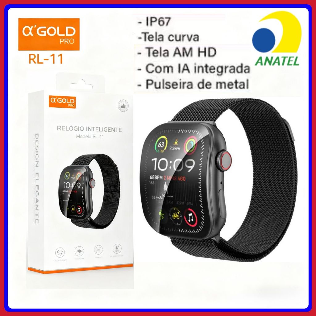 Smartwatch Tela Curva HD Relógio Inteligente À Prova D'água Relógios Esportivos original A’GOLD em Oferta na Shopee
