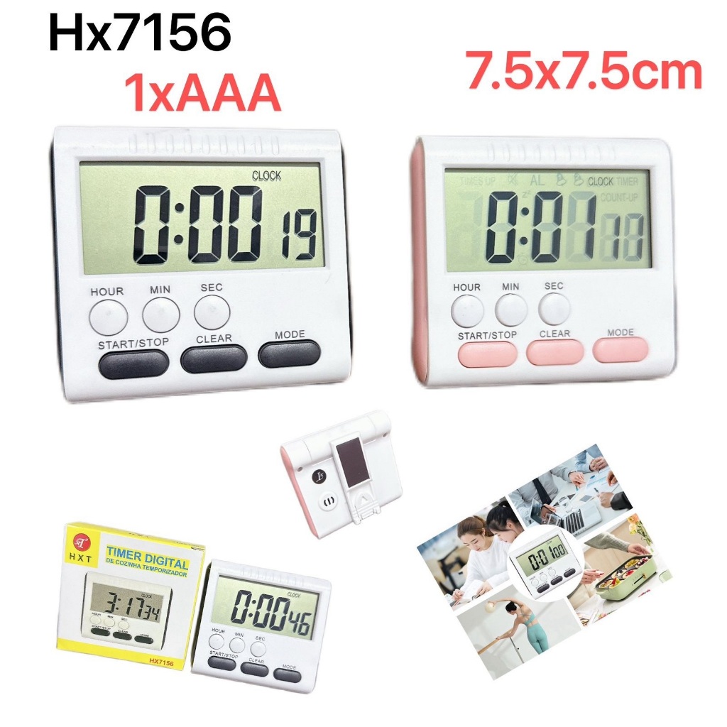 Temporizador eletrônico de 24 horas, despertador eletrônico 7156