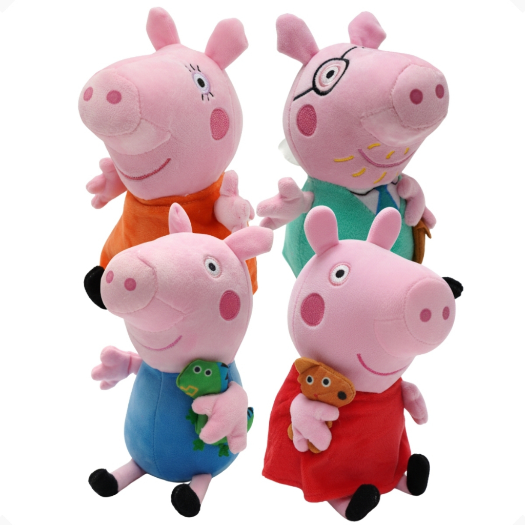 Boneco Pelúcia Peppa Pig Brinquedo Presente Infantil George Pig Mamãe Pig e Papai Pig Porco Coleção