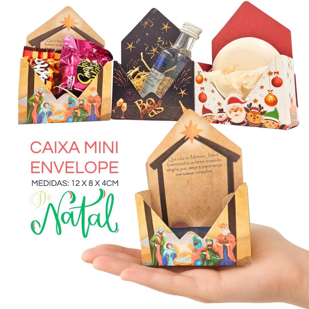 🎄Embalagem para Lembrancinha de Natal | Caixa Mini Envelope de Natal | Sabonete, Bombom Cristã 🎁