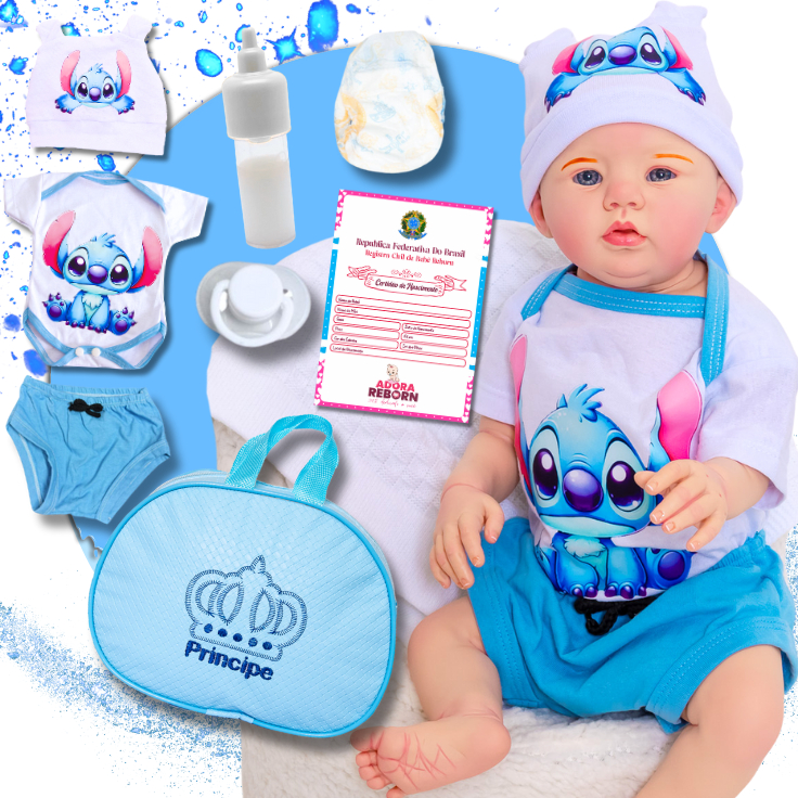Bebê Reborn Boneco Realista  Abigail Stitch Recém-Nascido Bolsa Maternidade Corpinho Em Silicone Promoçã