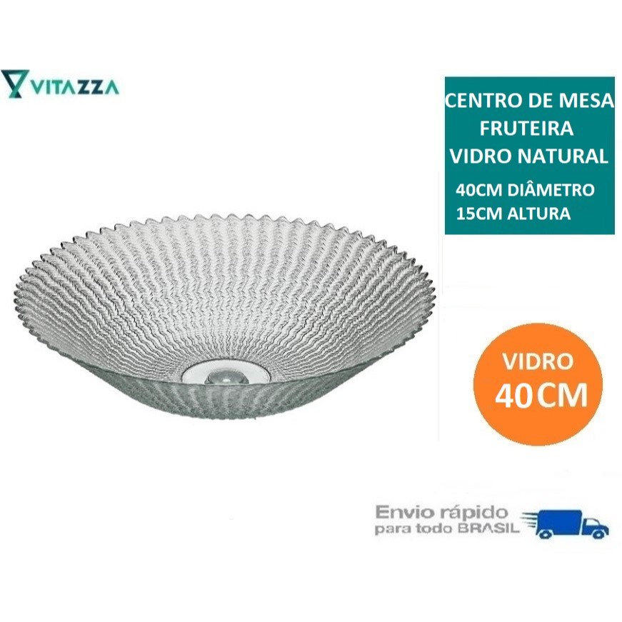 Fruteira De Vidro  40cm Centro De Mesa Ondas Vitazza em Oferta na Shopee