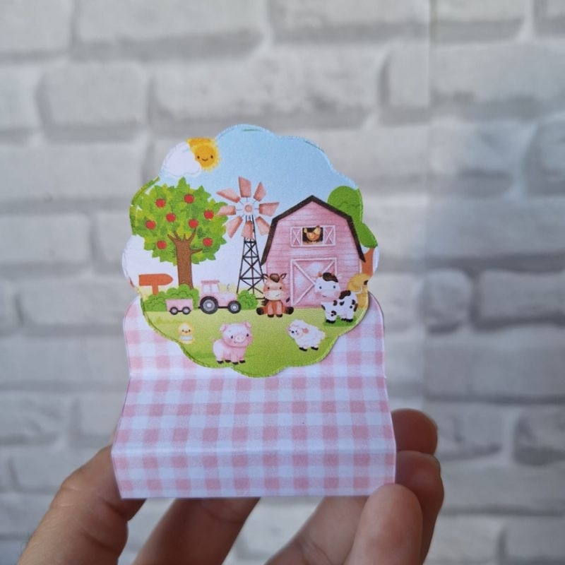 Kit 20 Porta Bis Duplo Fazendinha Rosa Lembrancinha Decoração Festa Infantil Personalizados Aniversario
