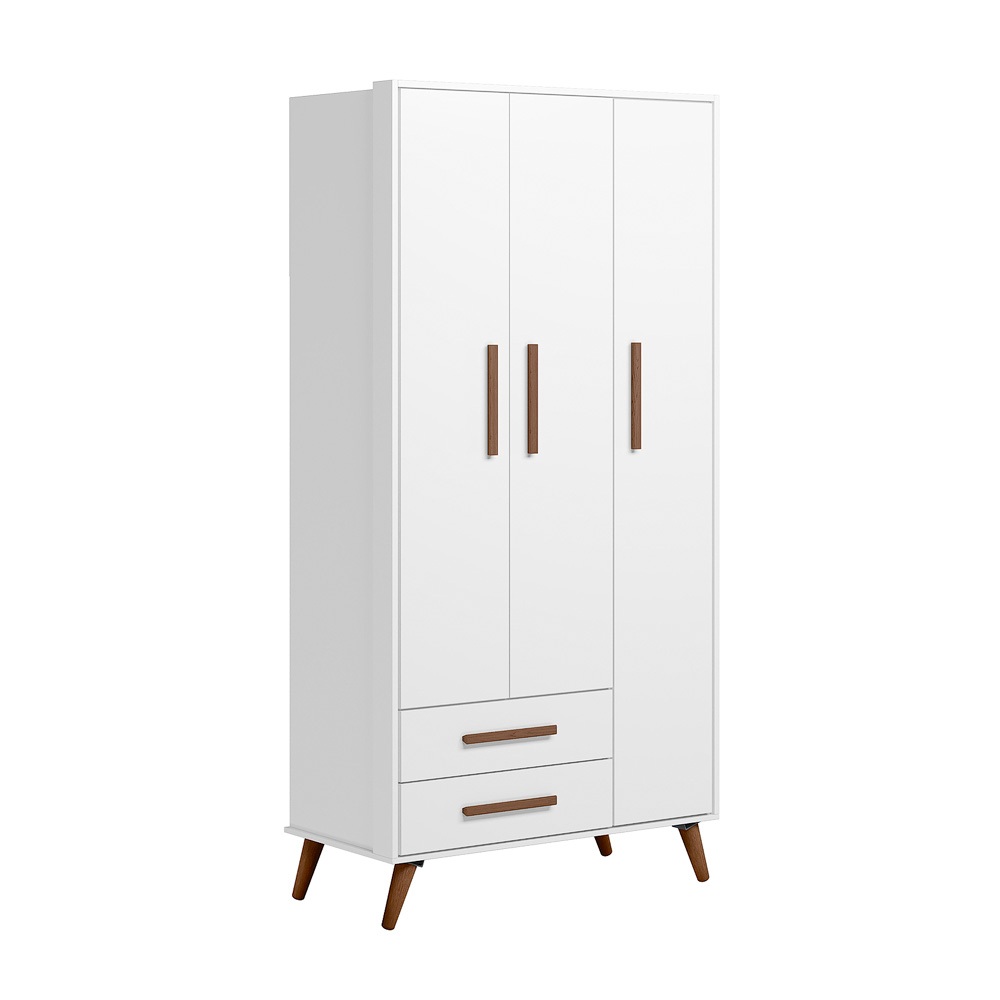 Guarda Roupa Infantil Retrô 3 Portas 2 Gavetas Organizador para Quarto de Bebê Roupeiro MDF MDP