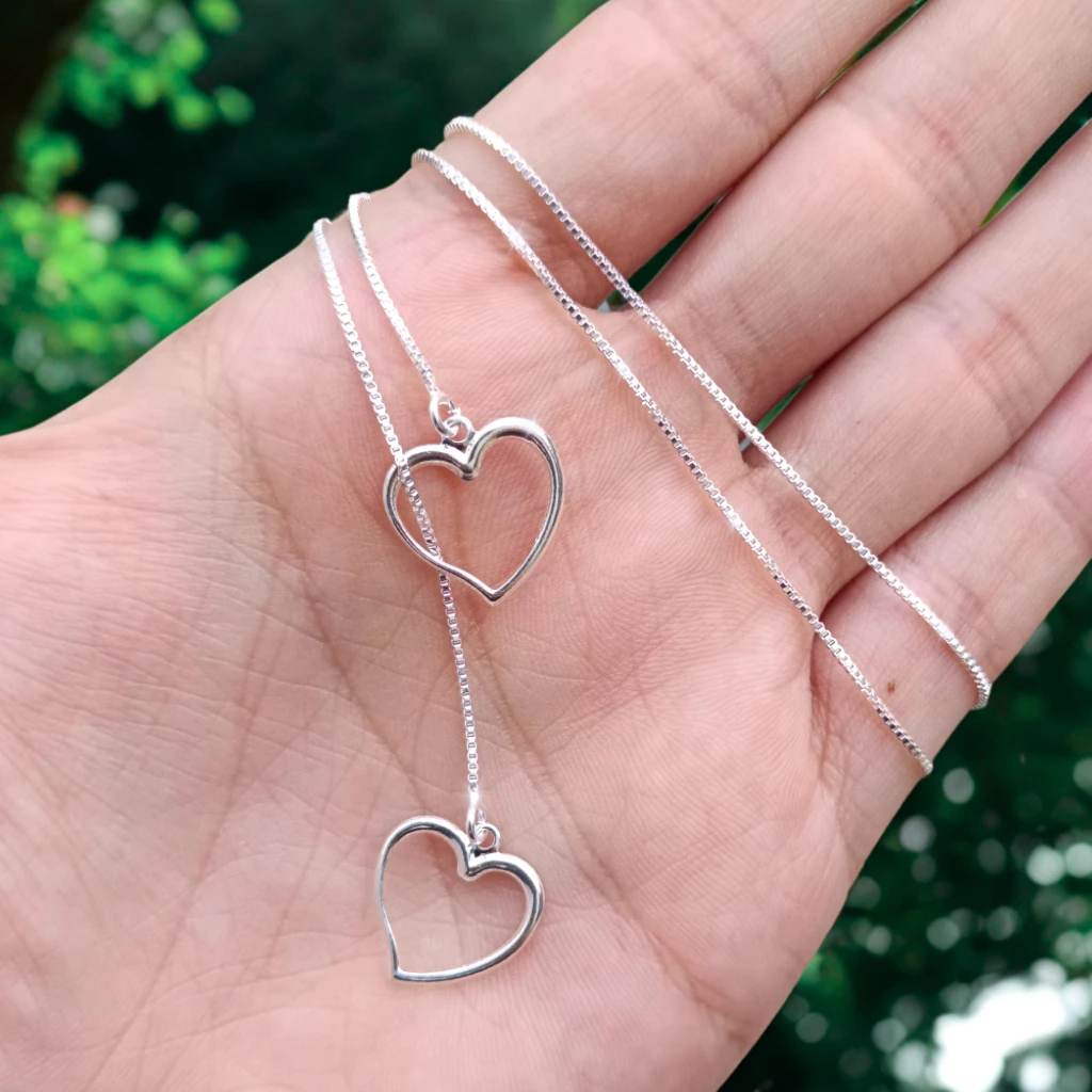 Colar Feminino Prata 925 Gravatinha Corrente Veneziana Coração Correntinha Presente Feminino em Oferta na Shopee