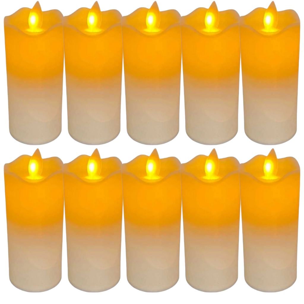 Kit 10 Velas LED Eletrônica Realista Vela Chama Real Com Pilha Inclusa