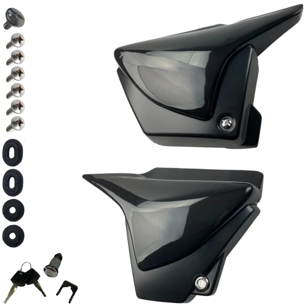 Kit Par Tampa Lateral CG 150 Titan 2004 2005 2006 2007 2008 Borrachas Parafusos e Trava Completo