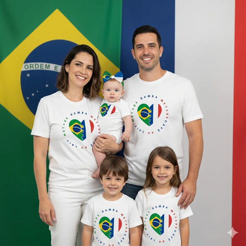Body/ Camiseta Brasil E França Time Futebol Brasil Família M05