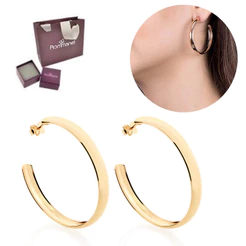Rommanel Argola Grande Lisa Feminina Bannhada A Ouro 18k 522901